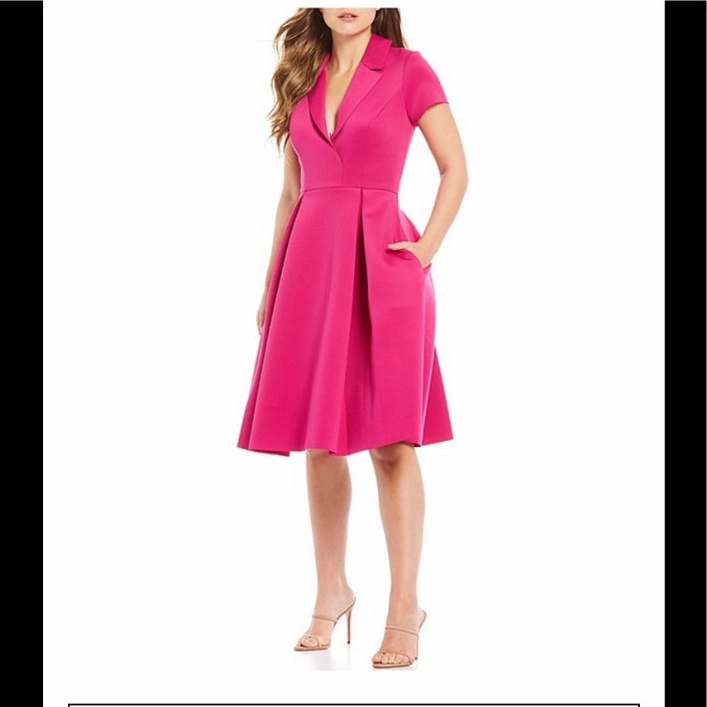 Belle Badgley Mischka Fuchsia Midi Shirt Dress